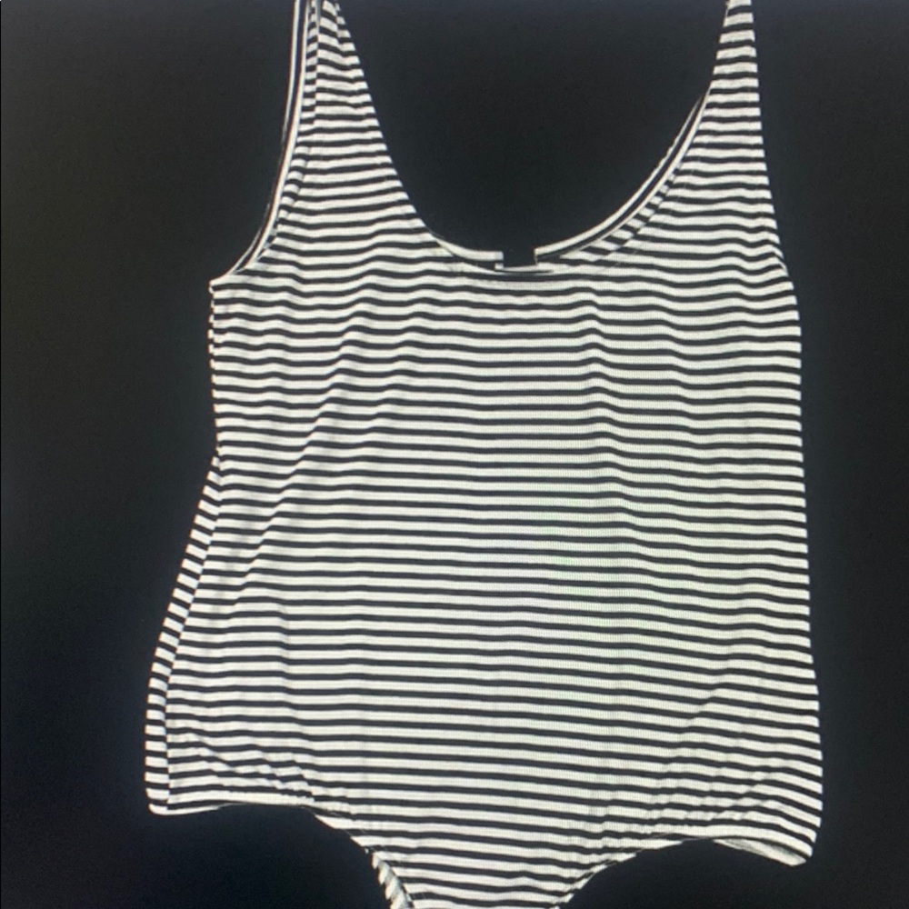 Striped Black and White Kids One Piece
